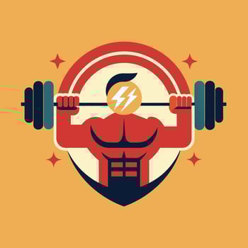 A man holds a barbell in his hands, showcasing strength and determination, A minimalist artwork inspired by the energy and motivation found in a gym vector