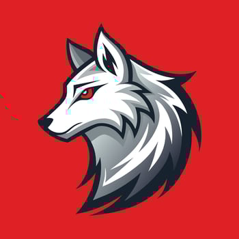 Minimalist illustration of a wolfs profile with red eyes against a red backdrop, A minimalist illustration of a wolf's profile, emphasizing the animal's strength and beauty vector