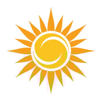 A yellow sun logo representing vitality on a white background, A minimalistic design of a sun symbolizing vitality and energy vector