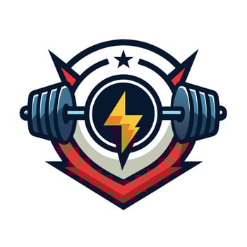 Logo featuring a barbell intersected by a bolt, symbolizing strength and power, A minimalist logo design for a gym that captures the essence of strength and resilience vector