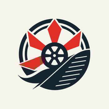 Red and black logo design displayed over a crisp white background, A modern take on traditional film reel imagery, minimalist simple modern logo design vector