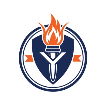 A sword with a flame burning in the middle, symbolizing power and strength, A sleek emblem for a youth mentoring program that includes a subtle torch design vector
