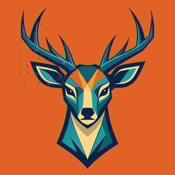 Deers head adorned with a geometric pattern, showcasing modern design, A stylized deer head icon, minimalist simple modern logo design vector