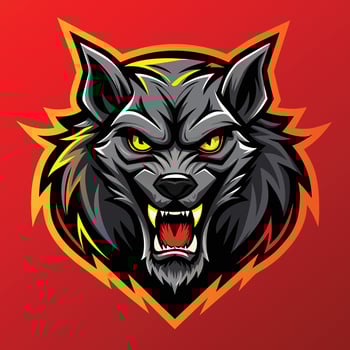 Bold werewolf logo on impactful red background, Bold Werewolf Logo, Impactful vector