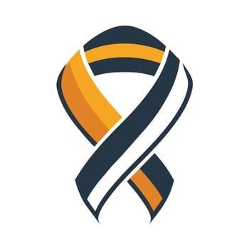 Orange and black ribbon placed on a clean white surface, Craft a minimalist logo representing a modern wristwatch vector