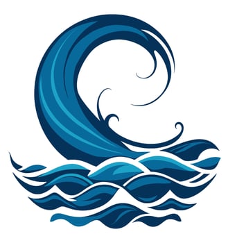 Blue ocean waves with arch. vector