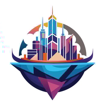 A city skyline featuring imposing skyscrapers and other structures towering above the urban landscape, Abstract geometric representation of a bird in a minimalist style vector