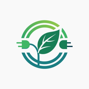 Circular frame enclosing a vibrant green leaf and plant, showcasing natures beauty, Generate a stylish logo for a sustainable tech accessories company vector