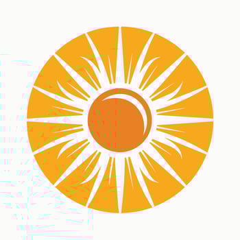 An orange fruit featuring a radiant sunburst pattern in its center, Graphic representation of the sun, symbolizing the importance of sun protection in a skincare routine vector