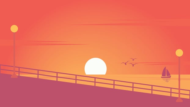 panorama sunset illustration , background summer time, simple illustration vector