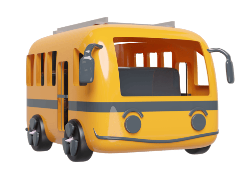 3d orange bus isolated. public transportation concept, 3d render illustration png