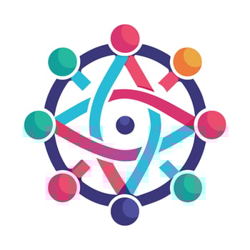 People Holding Hands in a Circle, Iconic symbol reflecting connectivity and collaboration, minimalist simple modern logo design vector