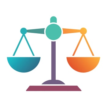 A person is seen sitting on top of a scale, measuring their weight, Play with different font weights to create a sense of balance and harmony vector