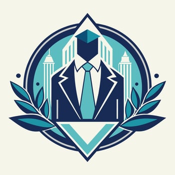 Stylish logo featuring a suit and tie in blue and white color scheme for a corporate event design, Stylish and modern design for a corporate event invitation vector