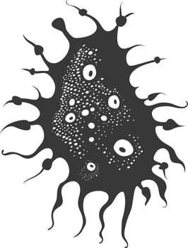 Silhouette amoeba animal black color only vector