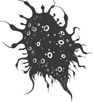 Silhouette amoeba animal black color only vector