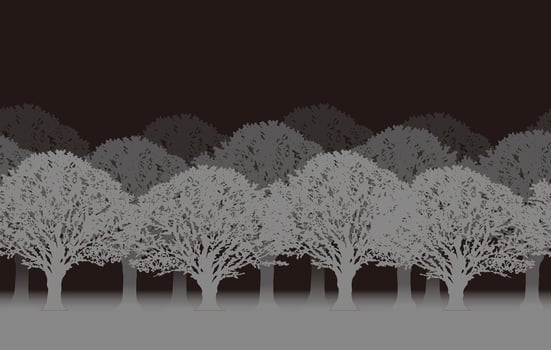 Monochrome Seamless Forest Silhouette Background Illustration With Text Space. Horizontally Repeatable. vector