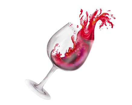 Hand drawn watercolor illustration. Wine glasses, with red and white wine. png