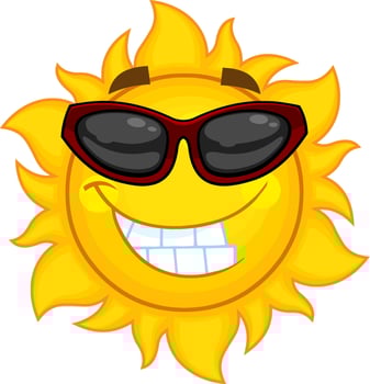 Smiling Sun Cartoon Character With Sunglasses vector