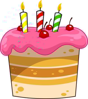 Cartoon Birthday Cake With Candles vector
