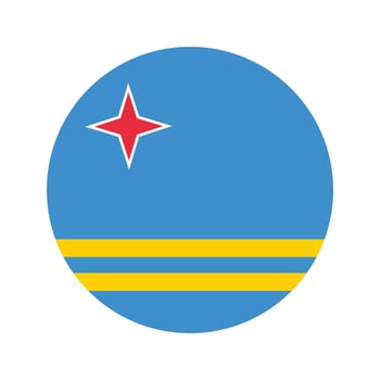 National flag of Aruba. Aruba Flag. Aruba Round flag. vector