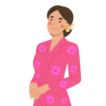 Woman in kebaya cartoon illustration png