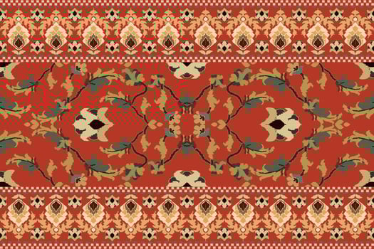 Ikat tribal Indian seamless pattern. Ethnic Aztec fabric carpet mandala ornament native boho chevron textile.Geometric African American oriental traditional illustrations. Embroidery style. vector