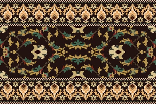 Ikat tribal Indian seamless pattern. Ethnic Aztec fabric carpet mandala ornament native boho chevron textile.Geometric African American oriental traditional illustrations. Embroidery style. vector