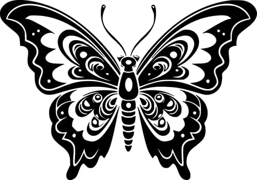 Butterfly - Black and White Isolated Icon - illustration vector