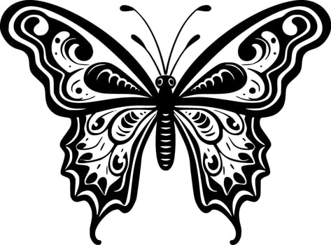 Butterfly, Black and White illustration vector