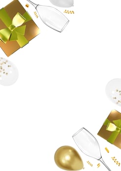 3D realistic golden gift box design celebration vector