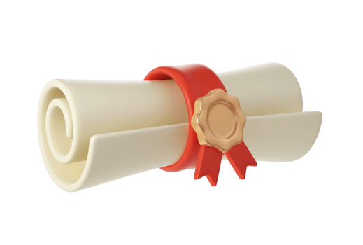 3d illustration of Degree Diploma or graduation scroll with red ribbon Icon. Render Education paper element for decoration poster, banner png