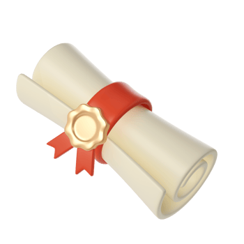 3d illustration of Degree Diploma or graduate scroll with red ribbon Icon. Render Education paper element for decoration poster, banner png