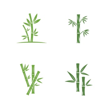 Bamboo logo with green leaf icon template vector