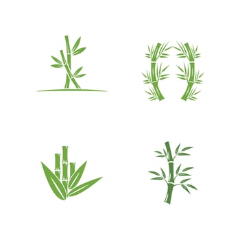Bamboo logo with green leaf icon template vector