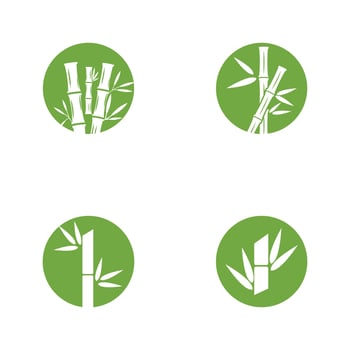 Bamboo logo with green leaf icon template vector