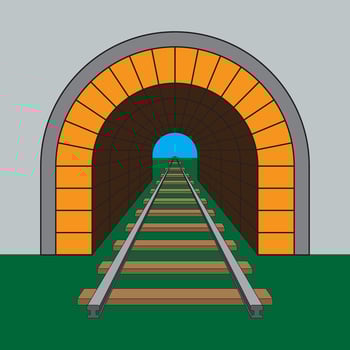Railroad tunnel isolated on gray background. Illustration EPS 10. vector