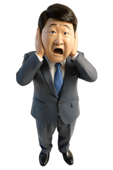 , Business man covering his ears, due to loud noise, 3d style png