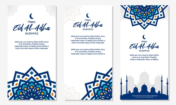 happy eid mubarak banner design with arabesque pattern vector