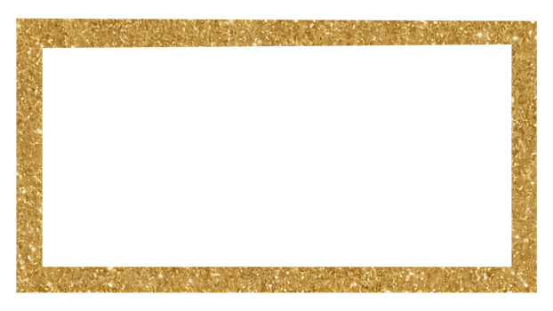 Watercolor gold glitter frame on a transparent background png