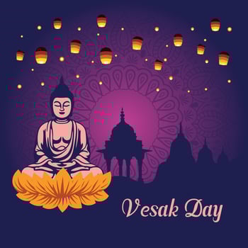 vesak day illustration festival celebration social media post and vesak day Banner vector