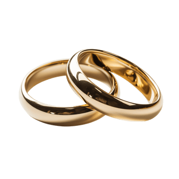 Gold wedding rings studio isolated photo png