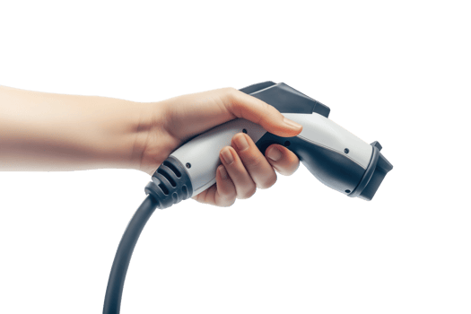 Hand holding a Car Electrical Charge Cable plug png