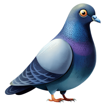 , Cartoon style illustration of Pigeon isolated on transparent background png