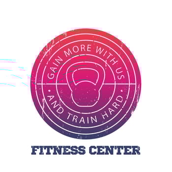 Fitness center round logo, badge vector