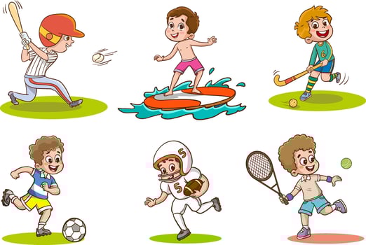 Set of Kids Playing Different Sports Illustration vector
