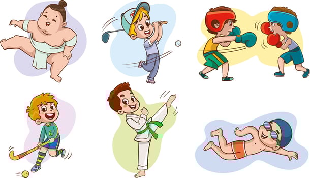 Set of Kids Playing Different Sports Illustration vector