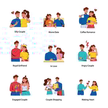 Modern Set of Love Partners Flat Icons vector