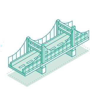 Isometric outline bridge. Road icon. Urban infrastructure. Suspension bridge. vector