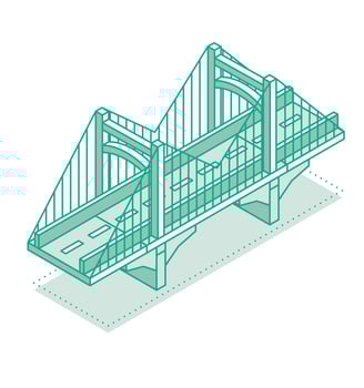 Isometric outline bridge. Road icon. Urban infrastructure. Suspension bridge. vector